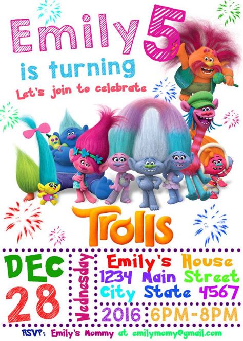 Browse our collection of free trolls invitations. Pin on Birthday Ideas