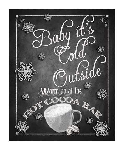 Baby Its Cold Outside Printable Hot Cocoa Bar Sign Winter Wedding