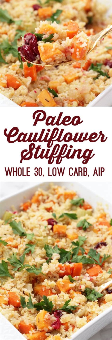 An easy paleo alternative to regular flat breads, it's the perfect snack to have on hand to curb midday cravings. Paleo Thanksgiving Cauliflower Stuffing (AIP & Low Carb ...