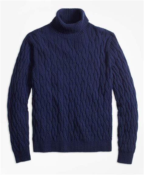 Brooks Brothers Merino Wool Cable Turtleneck Sweater Cable Turtleneck