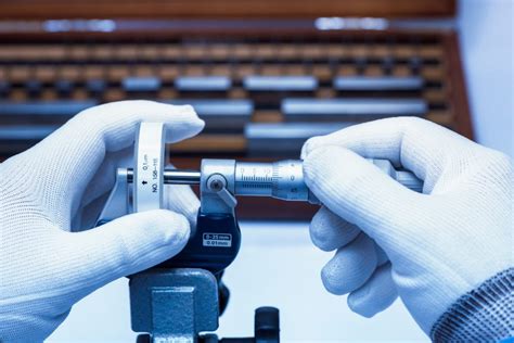 Micrometer Calibration With Gauge Block In Laboratory Sensing Precision
