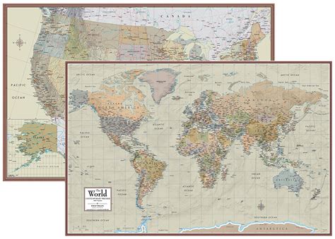 Buy Swiftmaps World And Usa Contemporary Premier 3d Two Wall Map Set