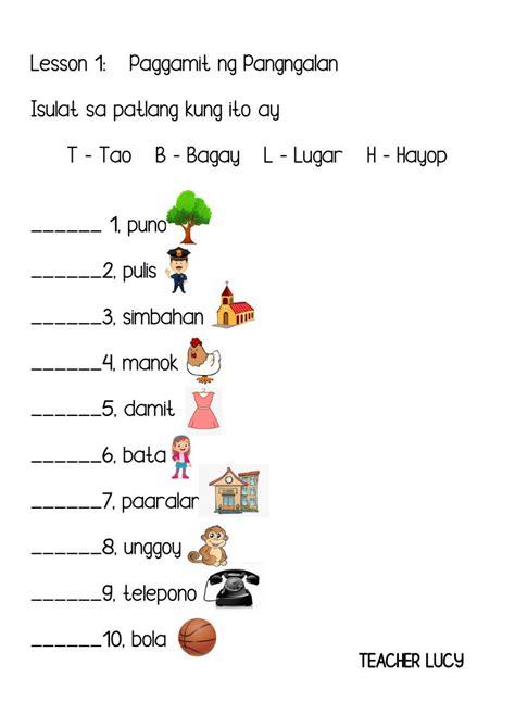 Pangngalan Online Worksheet For Grade 1 You Can Do The Exercises