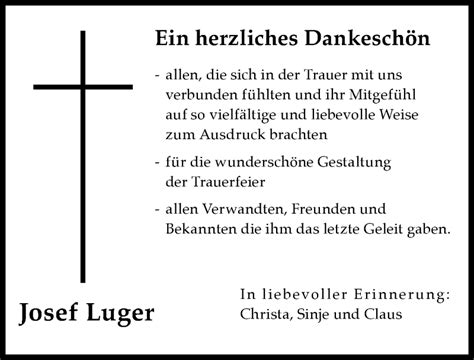 Traueranzeigen Von Josef Luger Augsburger Allgemeine Zeitung