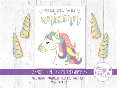 Pin The Horn On The Unicorn Pin Unicorn Printable Game Pin Etsy Canada