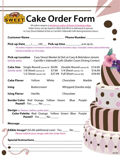 Bakery Order Form An Essential Tool For Your Business Free Sample