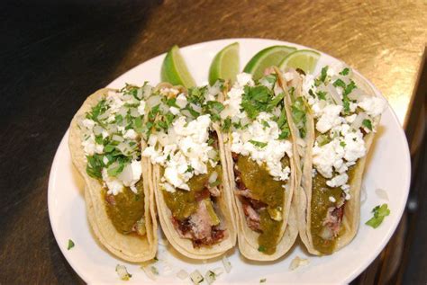 Great party food for a crowd, a weekend my way to serve tacos at home is to set out a pile of carnitas or sliced steak or shredded roasted chicken, warm tortillas, a few bowls of salsa (if. Taco Stand Carnitas Tacos at The Catch Restaurant | Food ...