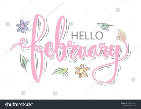 Hello February Hand Lettering Stock Vector Royalty Free 1007319673