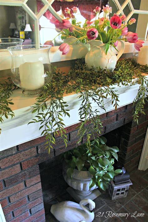 21 Rosemary Lane Simplistic Spring Mantel Display