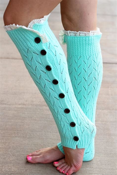 Mint Knitted Button Down Leg Warmer In 2023 Fashion Crochet Leg