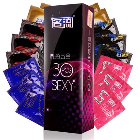 mingliu 30 pcs pack 5 types sexy latex dots pleasure nautural rubber penis condoms for men