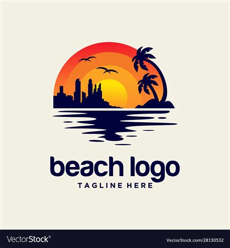 Beach Sunset Logo Design Vector Image On Vectorstock Sunset Logo