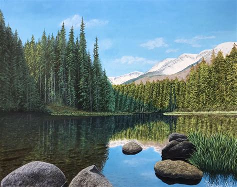 Lake Reflection Me Oil Painting 2020 Rart