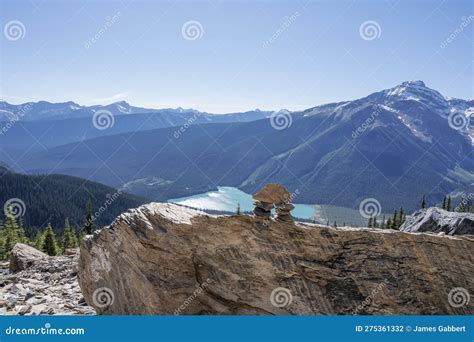 Inuksuk In Burgess Pass Above Emerald Lake Stock Photo Image Of