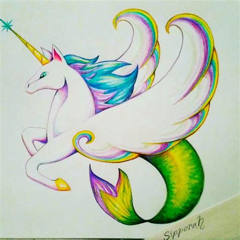 Winged Unicorn Mermaid Work In Progress Pegasus Drawing Unicorn