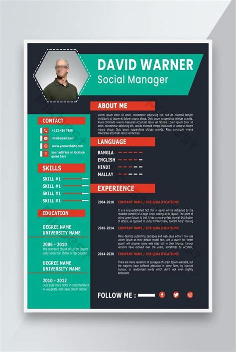 Modern Business Cv Design Creative Resume And Cover Letter Design