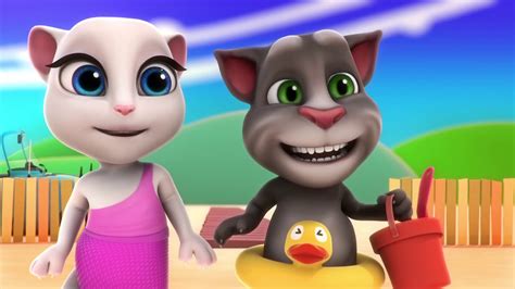 talking angela summer fun at the beach with talking tom shorts combo youtube