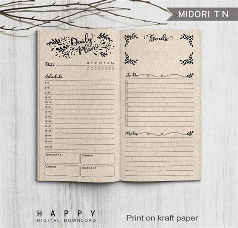 Midori Traveler S Notebook Daily Planner Insert Printable Bullet