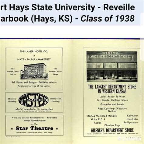 1938 Fort Hays Yearbook Wiesner Store Advertisement Hays Kansas Hays Kansas Kansas Banquet
