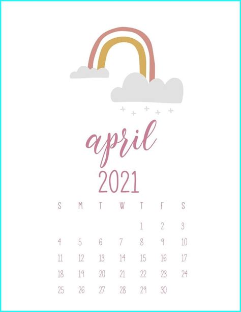 Best Free 2021 Calendar With Rainbows Printable Calendar Template