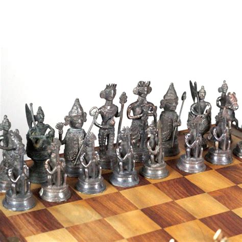 Midcentury Indian Chess Set With Solid Brass Chess Pieces Chess Set