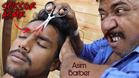 Scissors Asmr By Asim Barber Head Massage With Marbles Asmr Neck Cracking Youtube