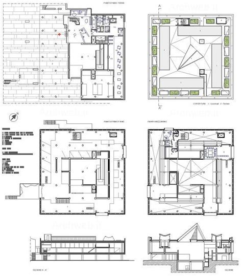 Four Drawings Of Different Rooms And Spaces In The Same Room Each With