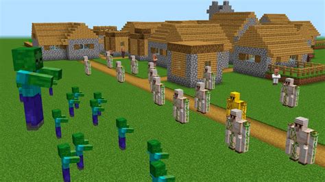 Zombie Attack Village Minecraft Noob Vs Pro Battle Youtube