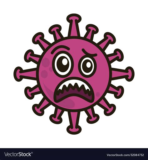 Virus Emoticon Covid 19 Emoji Character Infection Vector Image