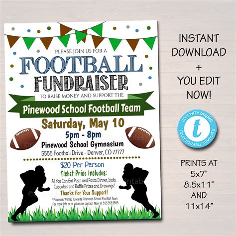 Football Fundraiser Flyer Invitation Tidylady Printables