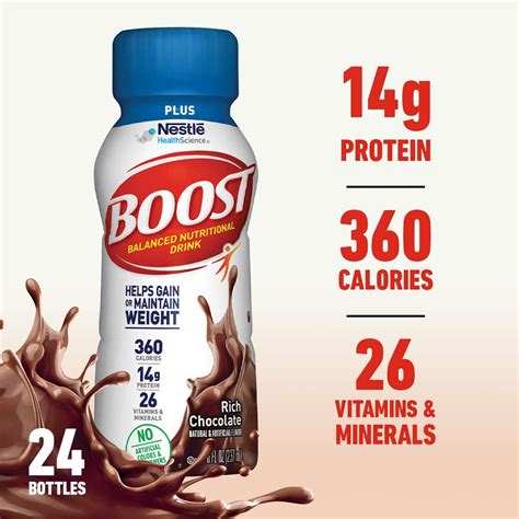 Boost Plus Complete Nutritional Drink Rich Chocolate 8 Fl Oz Bottle