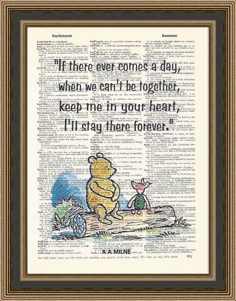 Winnie The Pooh Quote If There Ever Comes A Day Printed On A Vintage Dictionary Page Best