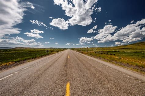 Empty Open Highway In Wyoming Stock Photo Image Of America Asphalt
