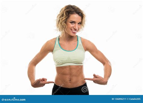 Portrait Of Fit Girl Showing Her Six Pack Stock Image Image Of Exercise Person 136896211