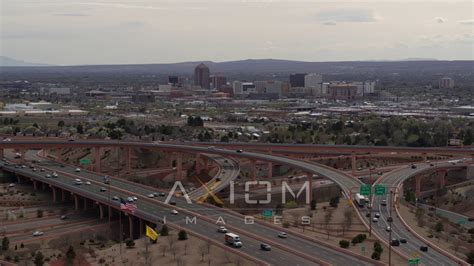 57k Aerial Video Of Downtown Albuquerque Seen While Ascending Near