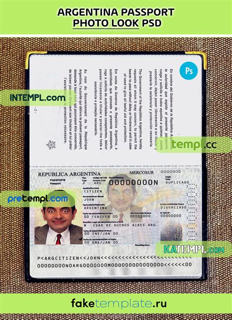 Argentina Passport Psd Download Scan And Photo Look Templates 2 In 1 2012 Present