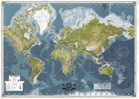 Very Detailed Large World Map Huge Map Of The World 4x7 To Etsy
