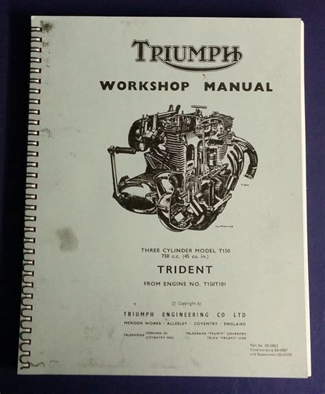 Triumph T150 1969 74 Trident Service Manual And Workshop Manual