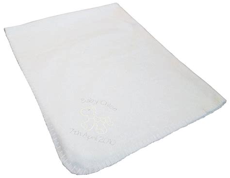 Personalised Baby Blanket White In Sale By Lamby Embroidery