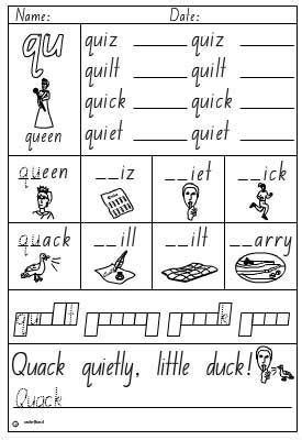 Activity Sheet Digraph Qu Phonics Worksheets Phonics Instruction Phonics