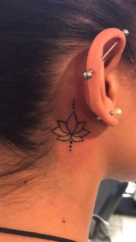 Simple Small Lotus Tattoo Behind Ear Tattoo Small Small Lotus Tattoo