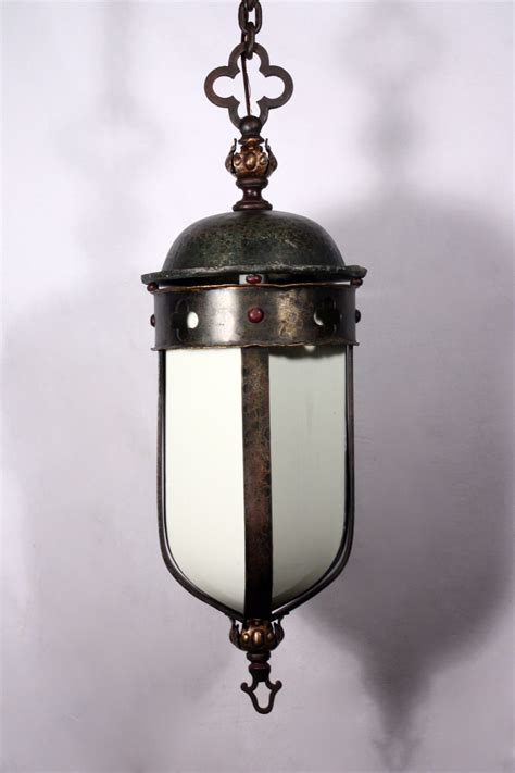 Large Antique Gothic Revival Lantern Iron And Bronze Early 1900â€ S