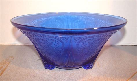 Hazel Atlas Royal Lace Cobalt Blue 10 3 Footed Bowl Antique Price