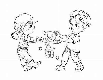 Fight Toy Coloring Boy Fighting Clipart Children
