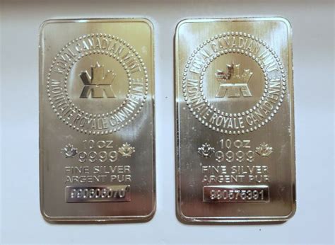 10 Oz 9999 Fine Rcm Royal Canadian Mint Pure Silver Bar Factory Sealed Ebay