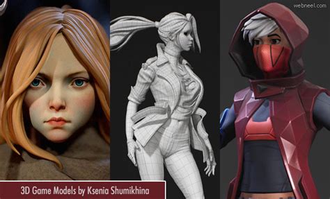 20 realistic 3d game model character designs by ksenia shumikhina