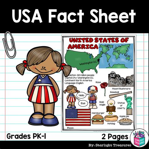 Usa Fact Sheet United States Of America Fact Sheet Freebie Made