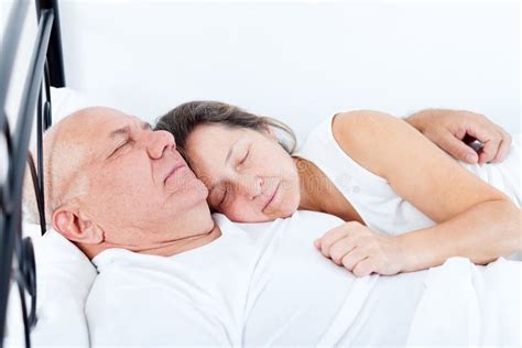 Elderly Couple Sleeping In Bed Stock Image Image Of Female Male
