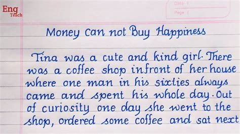 Moral Story Money Cannot Buy Happiness Story Writing English Story Writing Handwritin Eng