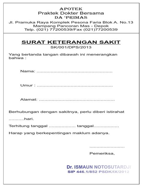 Contoh Surat Dokter Pdf Daily Blog Networks